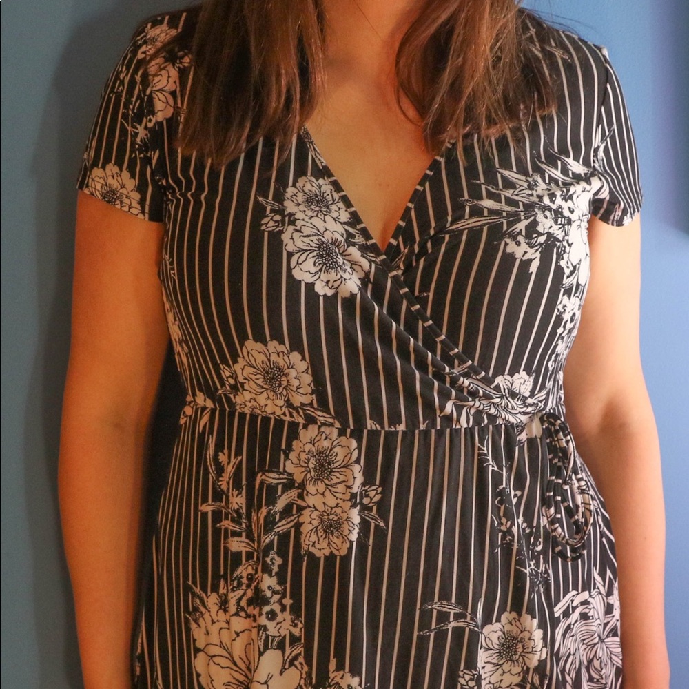 Derek Heart Midi Black and White Dress